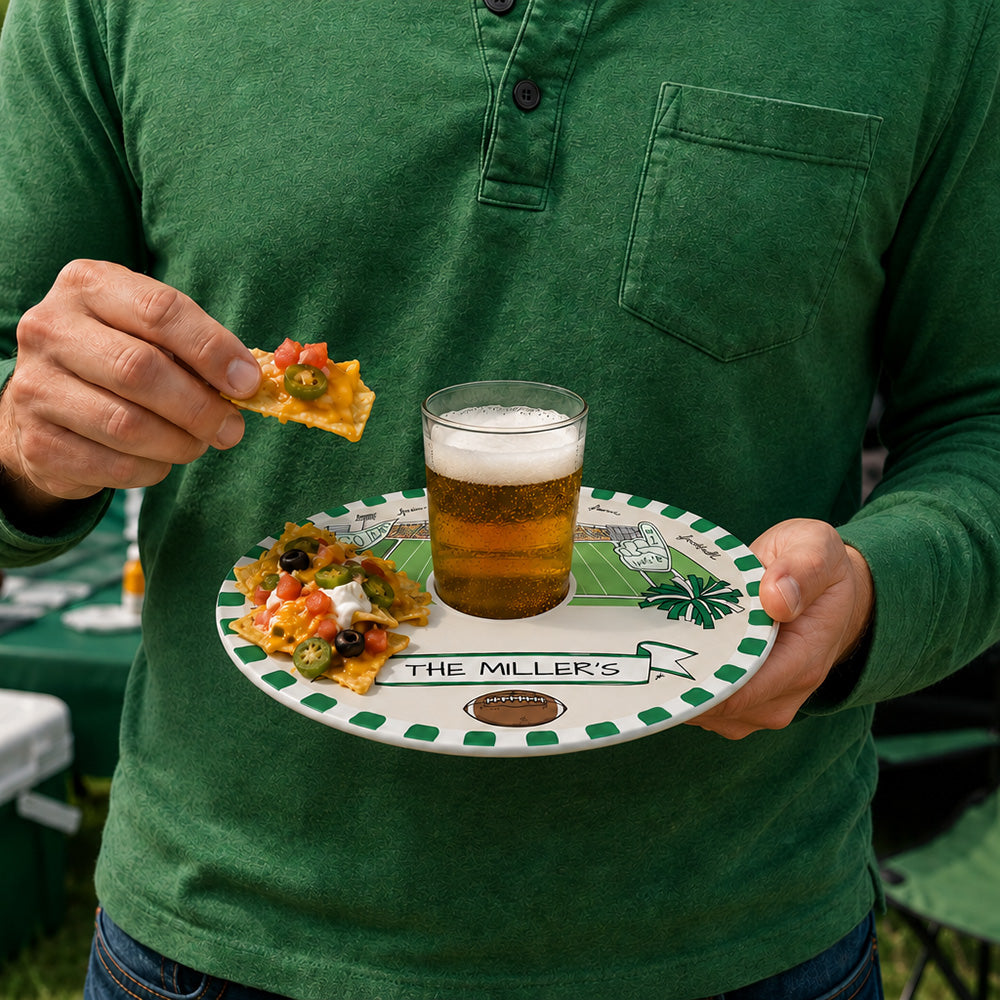 Our Game Day Crew Tailgate Plate - Green