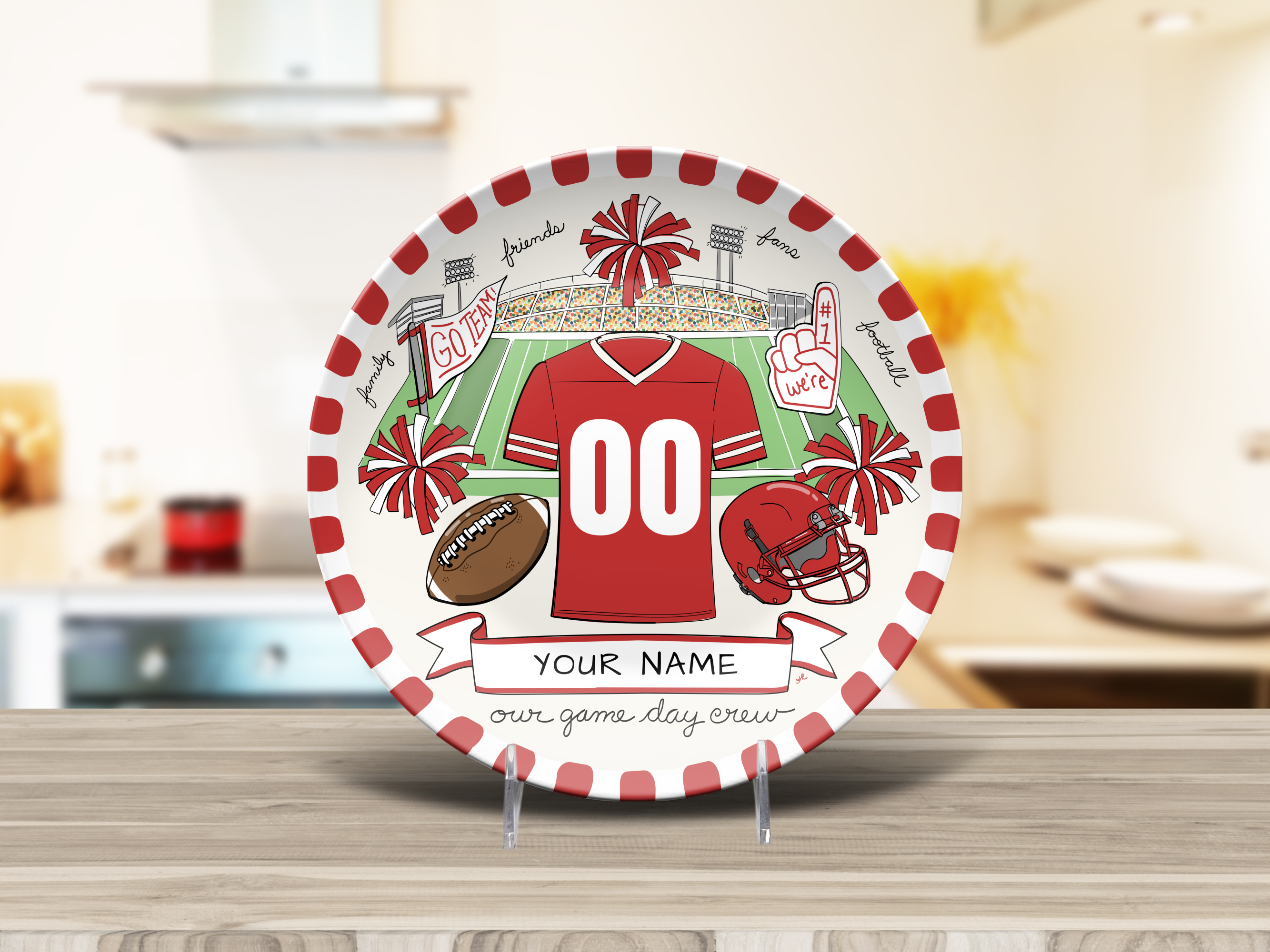 Our Game Day Crew Plate - Red