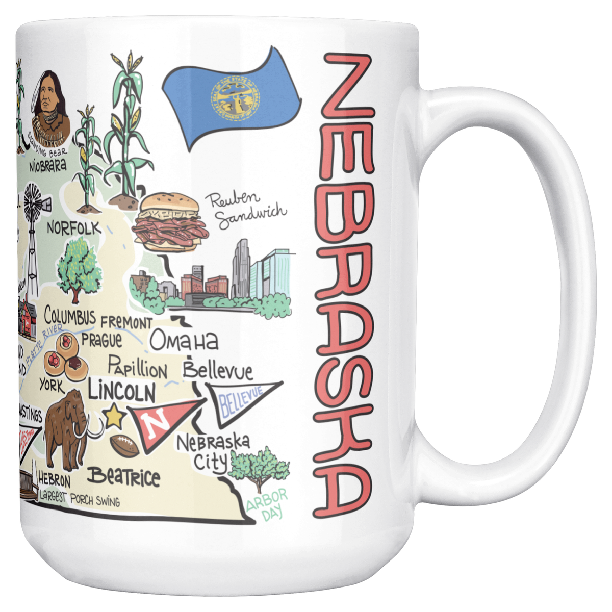 Nebraska 15oz White Mug