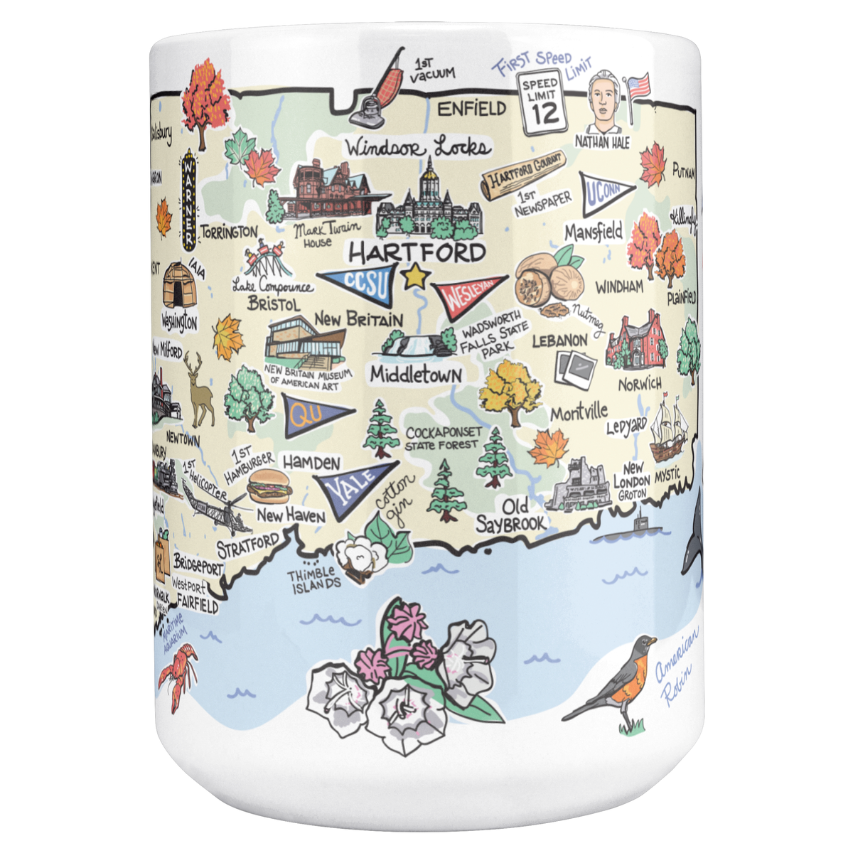 Connecticut 15oz White Mug