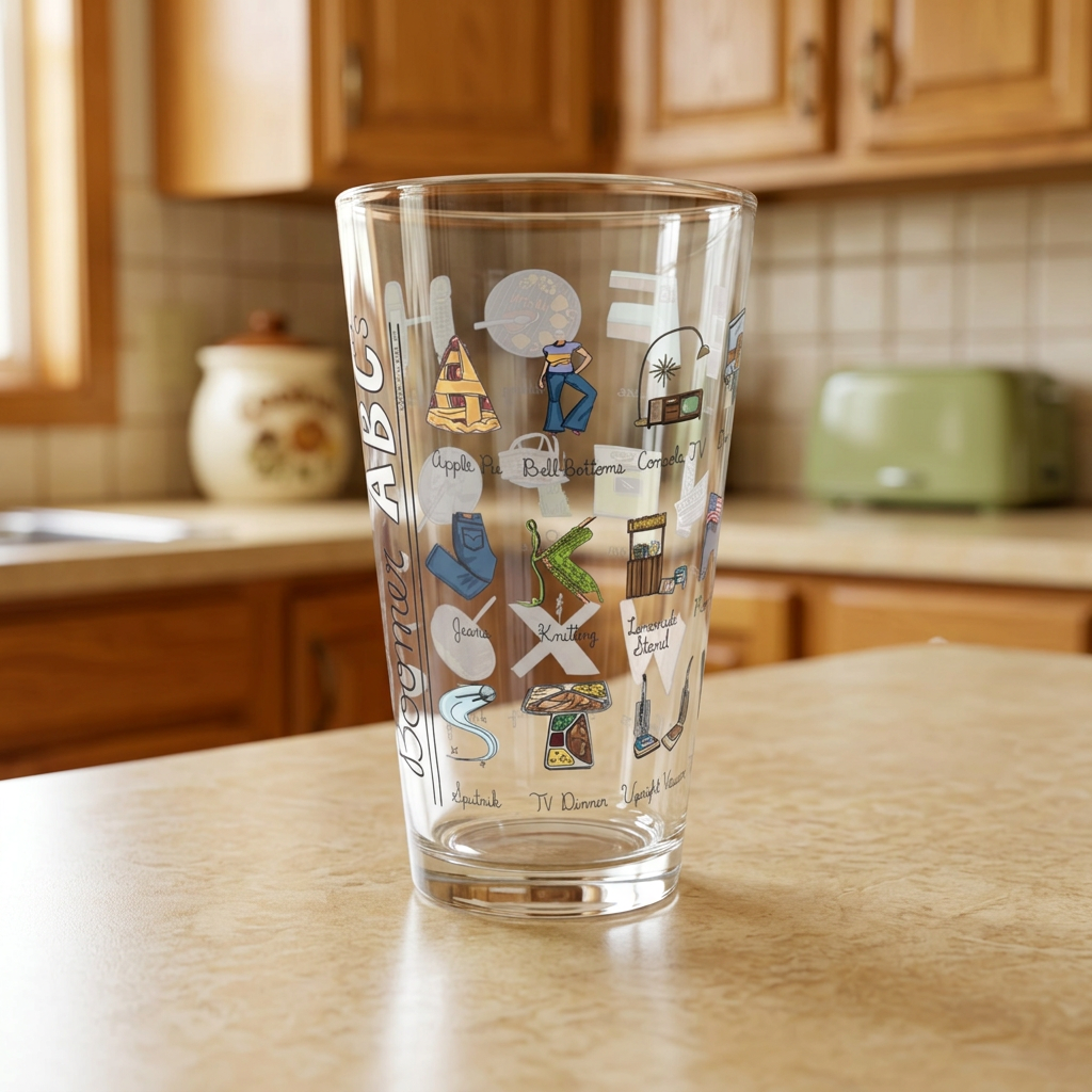 Boomer glass close-up on a traditional kitchen counter