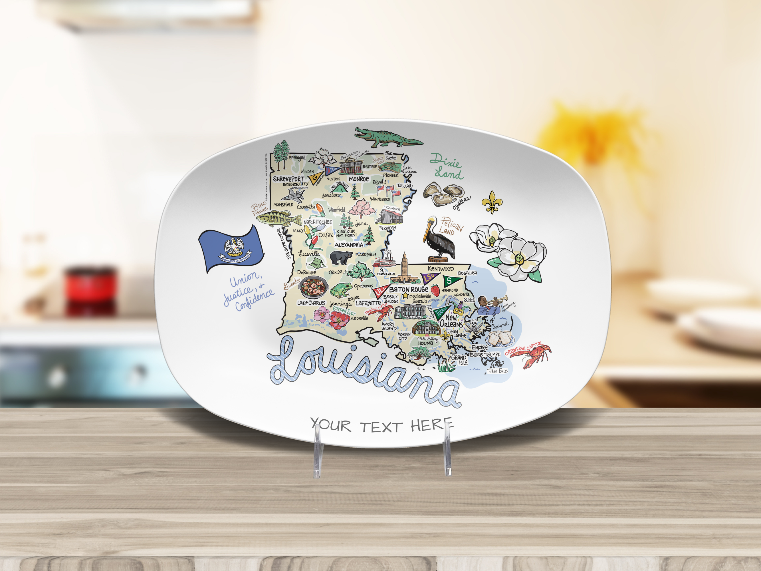 Louisiana Map Platter