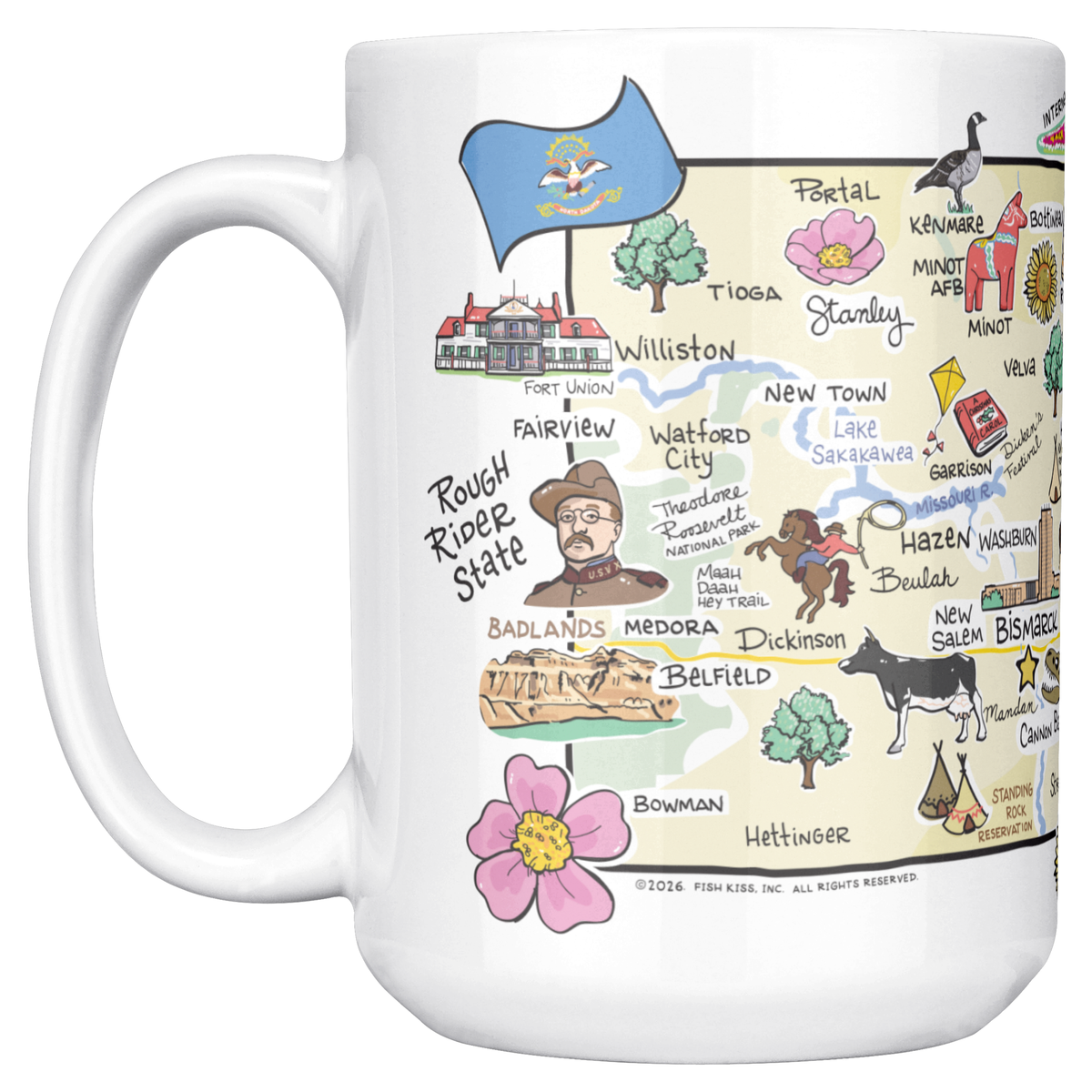 North Dakota 15oz White Mug