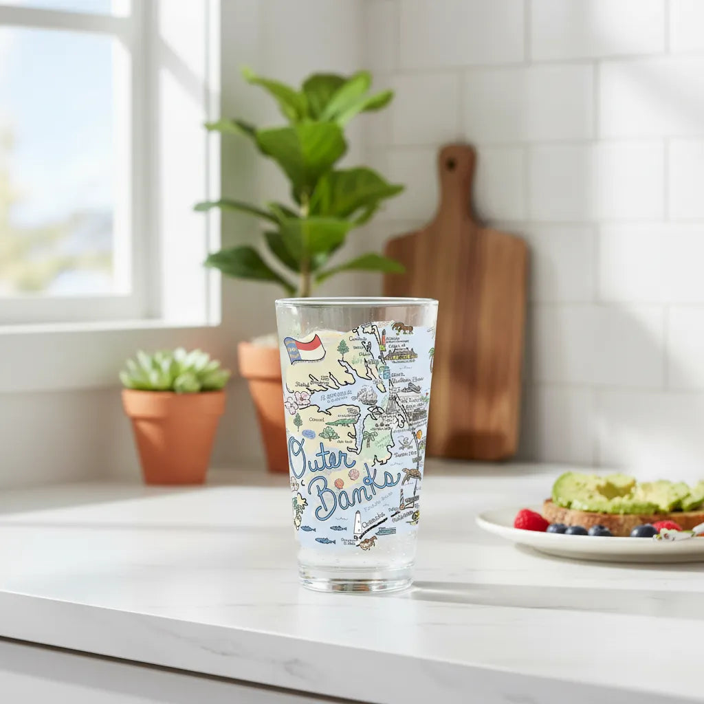 Outer Banks Map Glass
