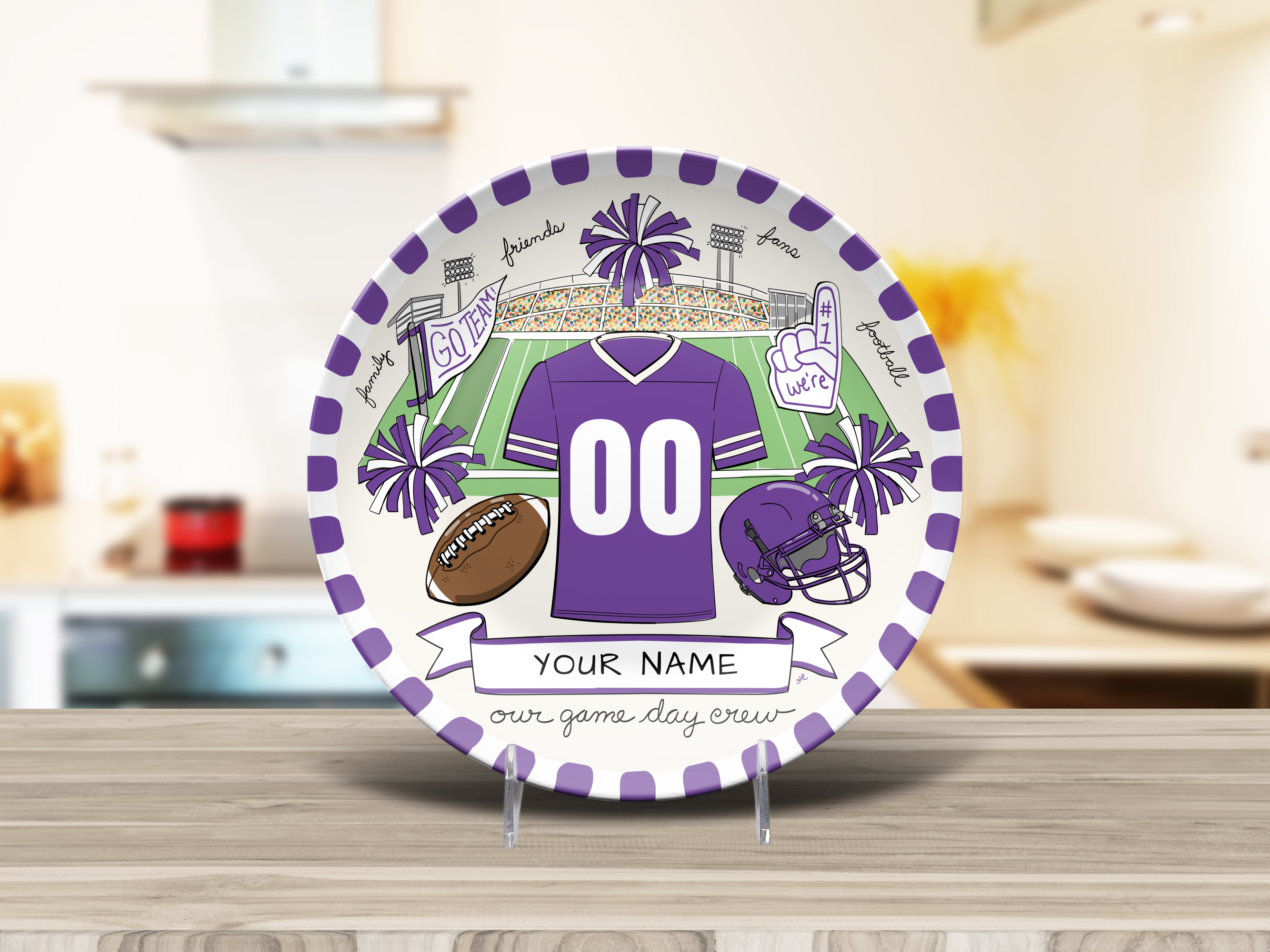 Our Game Day Crew Plate - Purple