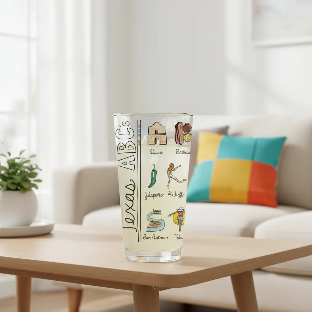 Texas Alphabet Glass