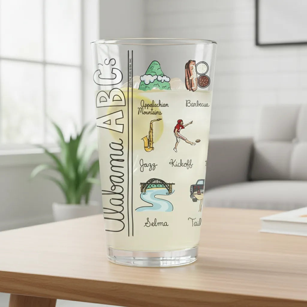 Alabama Alphabet Map Glass