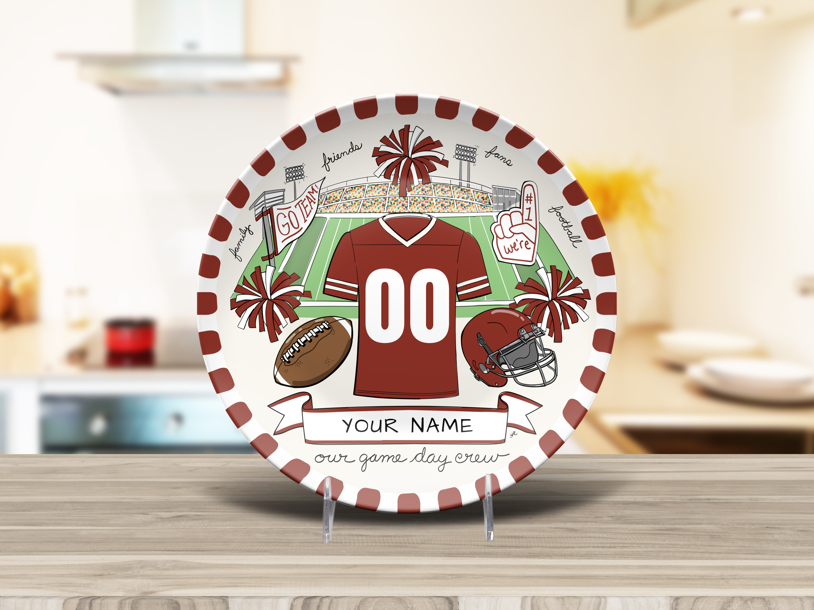 Our Game Day Crew Plate - Maroon