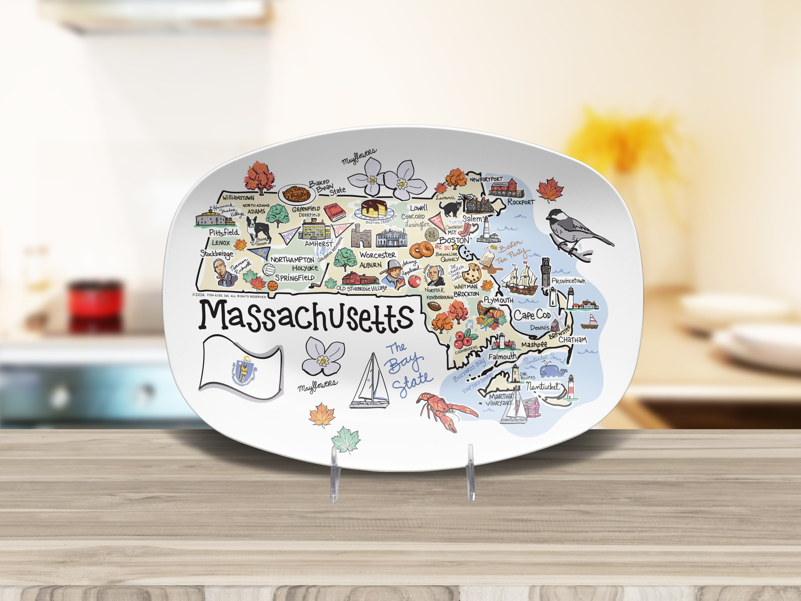 Massachusetts Map Platter