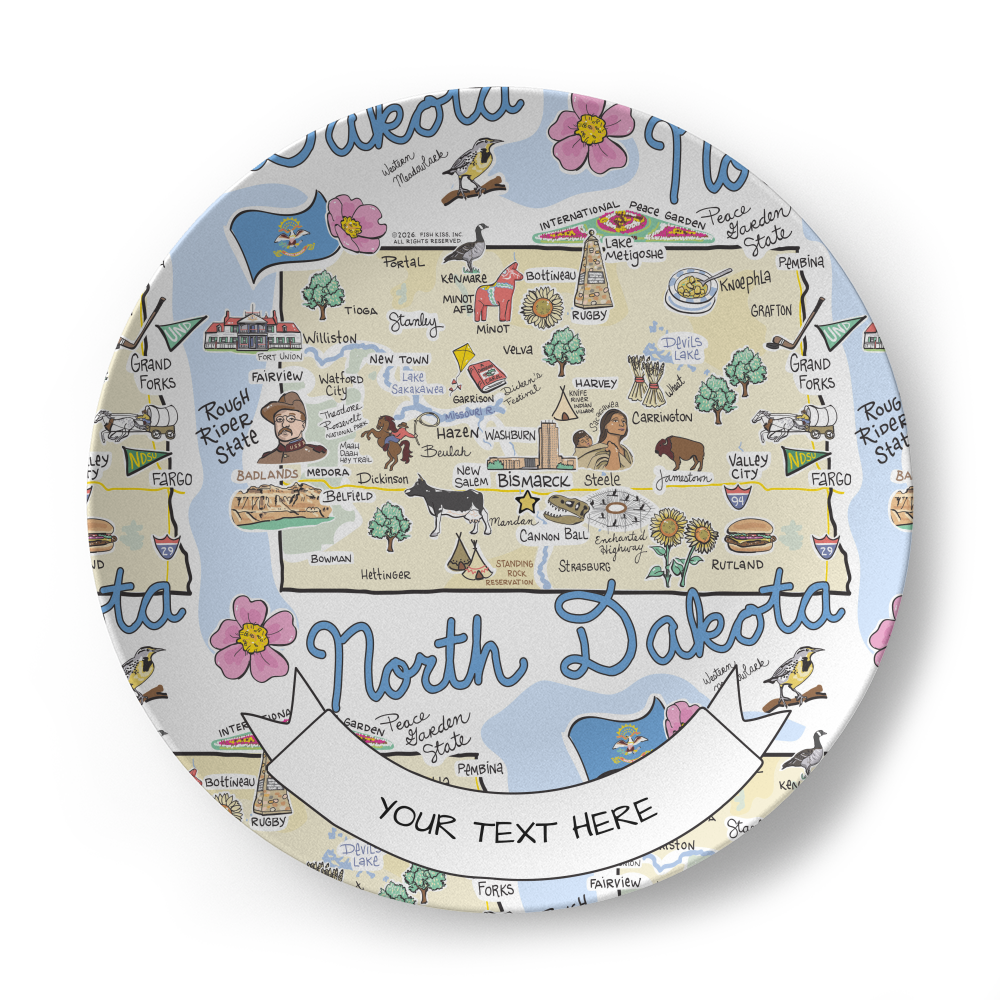North Dakota Map Plate