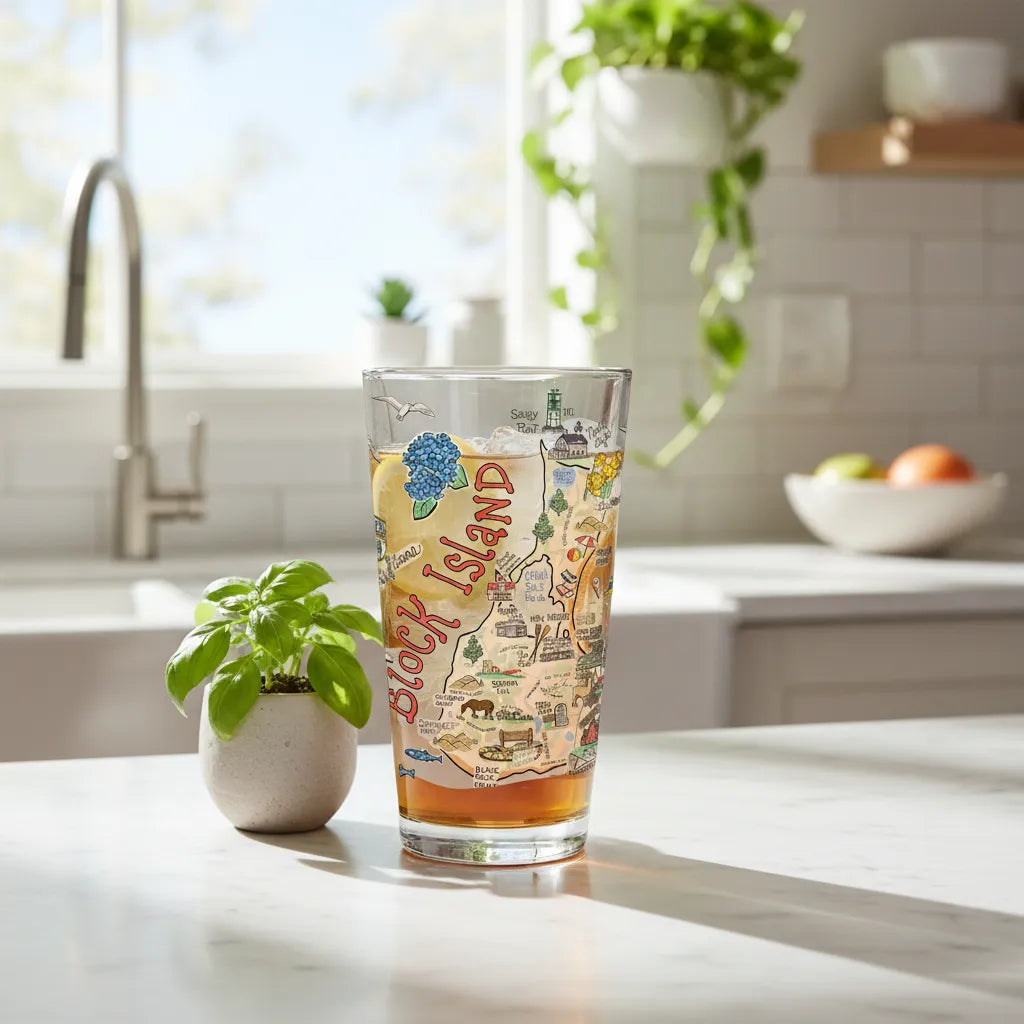 Block Island Map Glass
