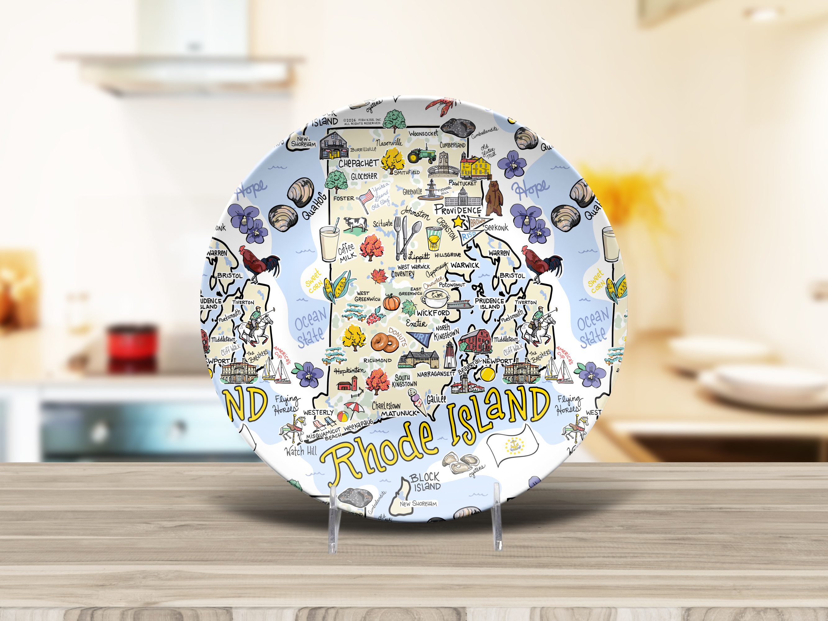 Rhode Island Map Plate