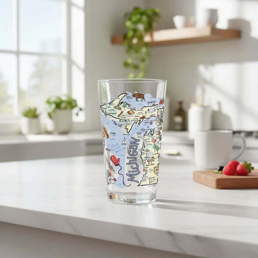 Michigan Map Glass