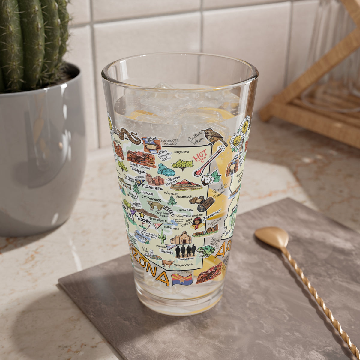 Arizona Map 16oz Glass