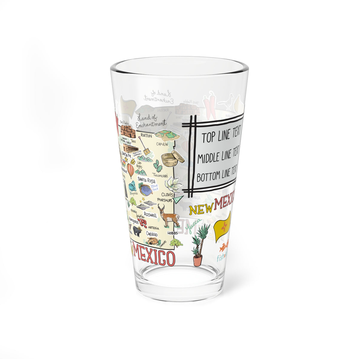 New Mexico Map 16oz Glass