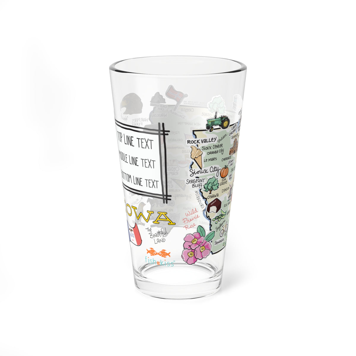 Iowa Map 16oz Glass