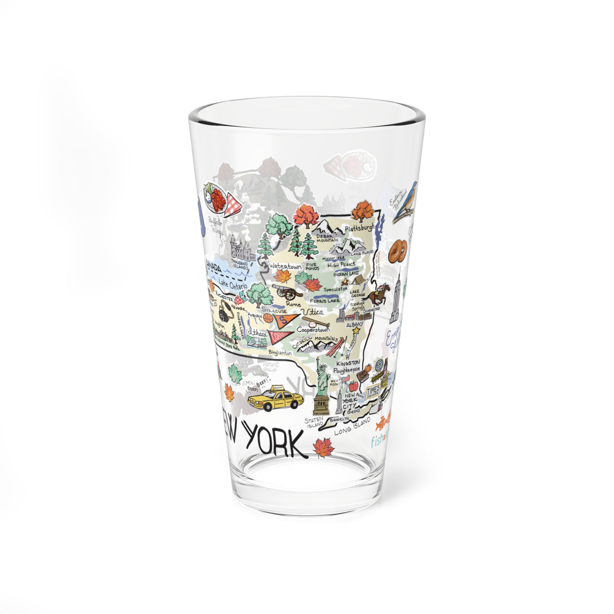 New York Map 16oz Glass