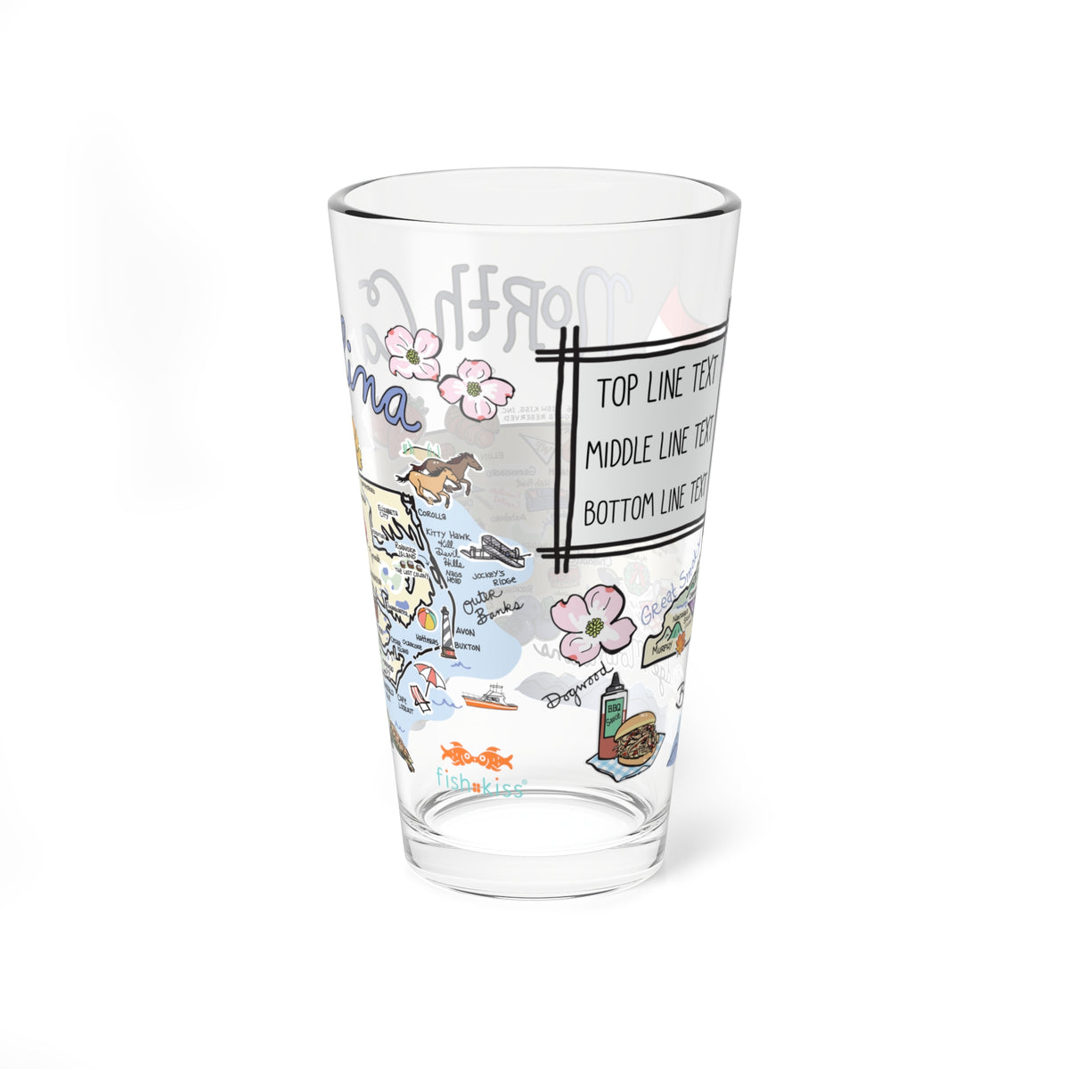 North Carolina Map 16oz Glass