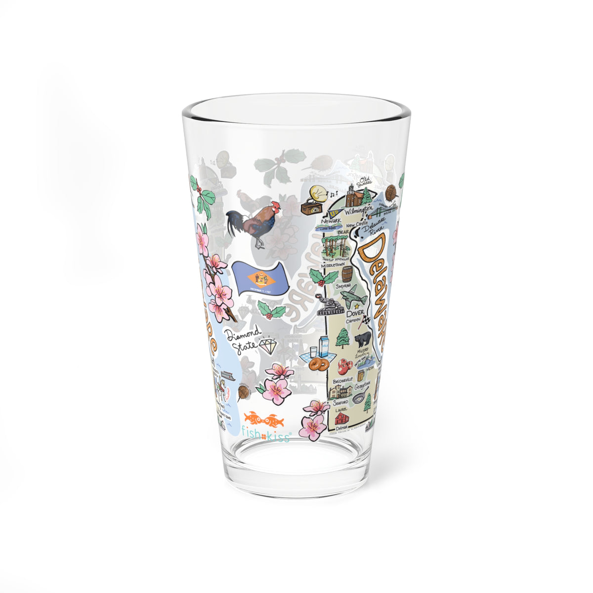 Delaware Map 16oz Glass