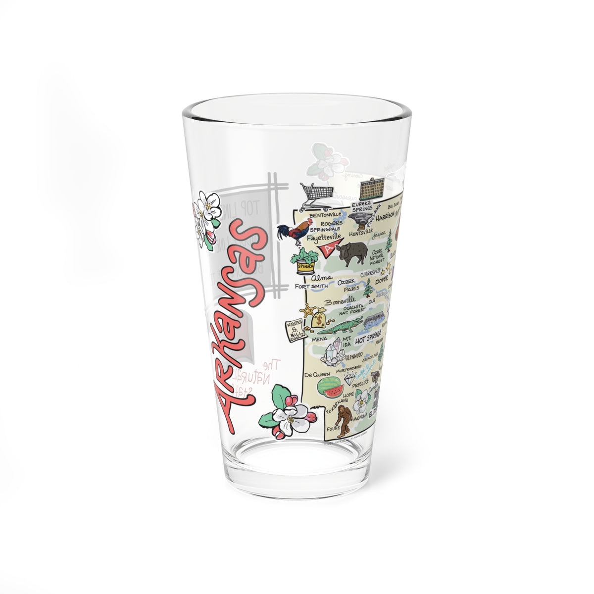 Arkansas Map 16 oz Glass