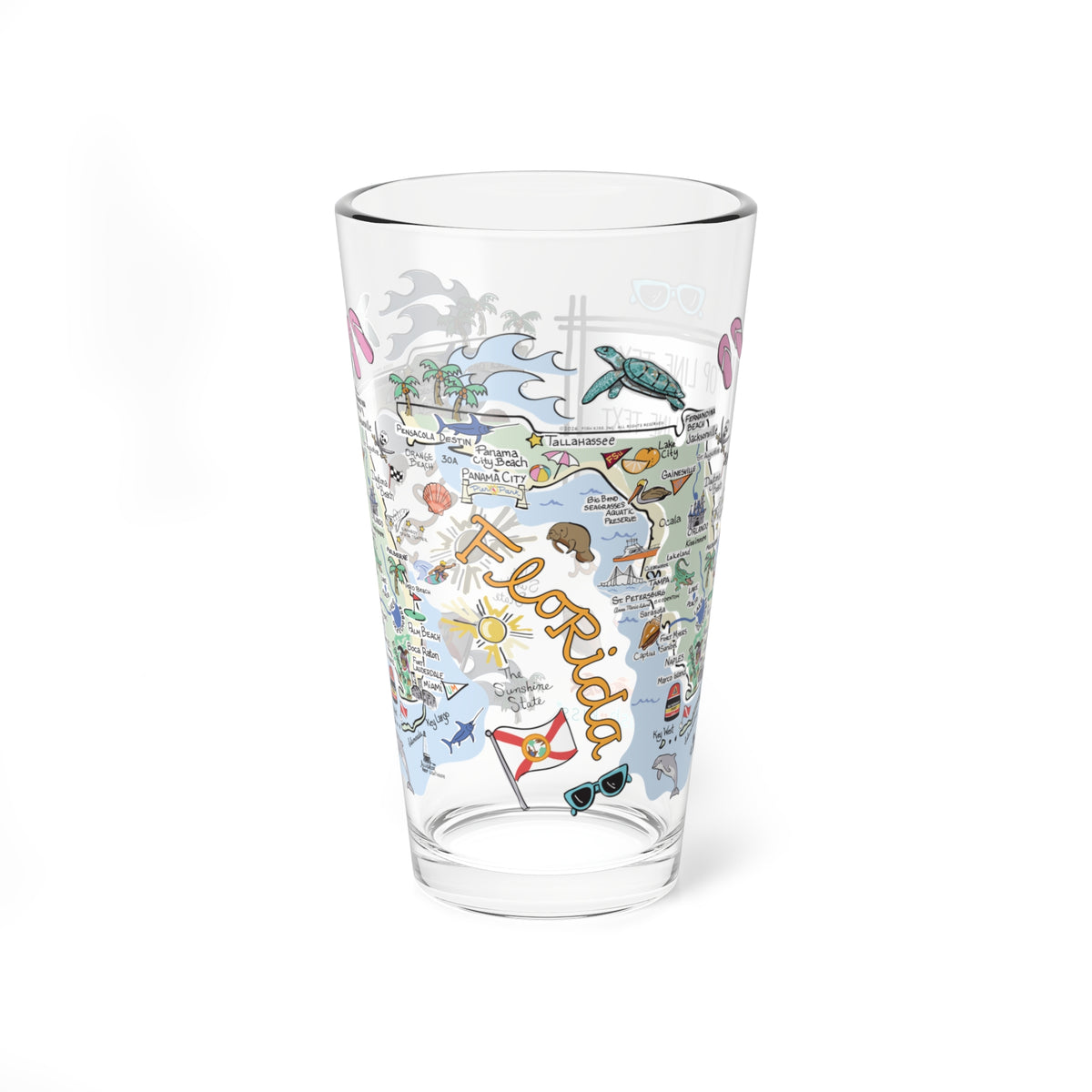 Florida Map 16oz Glass