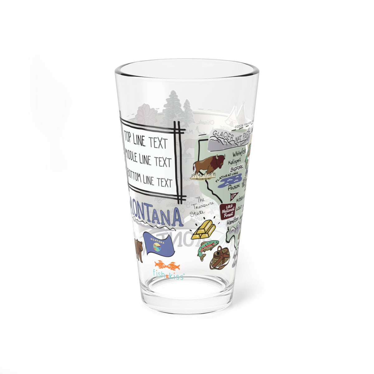 Montana Map 16oz Glass