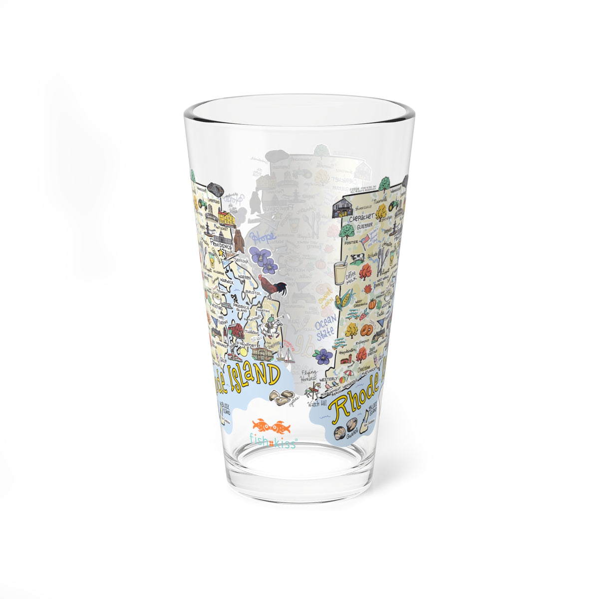 Rhode Island Map 16oz Glass