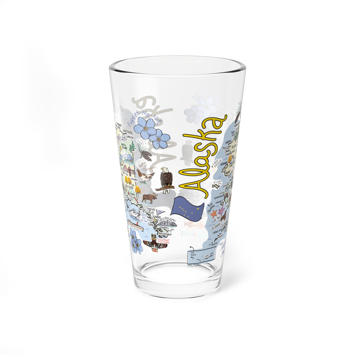 State Map 16 oz Glass