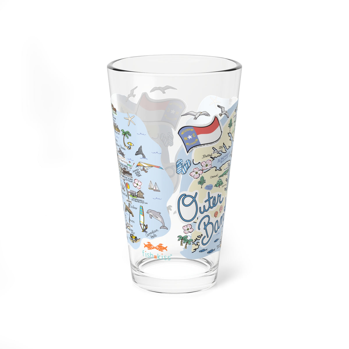 Outer Banks Map 16oz Glass