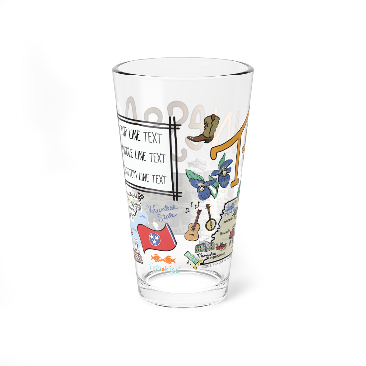 Tennessee Map 16oz Glass