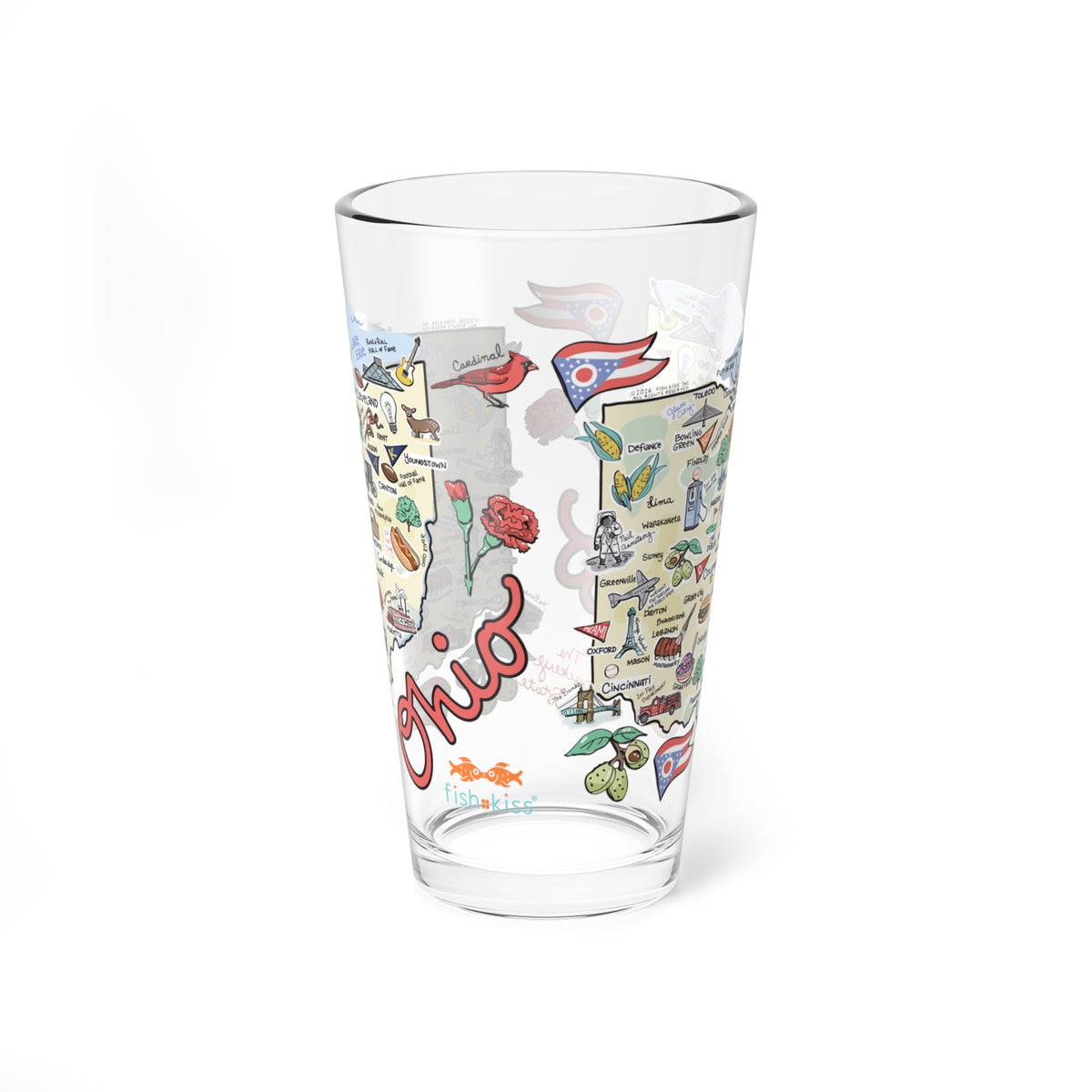 Ohio Map 16oz Glass