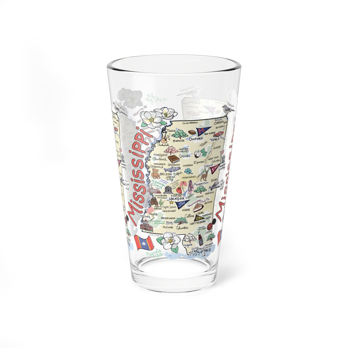 State Map 16 oz Glass