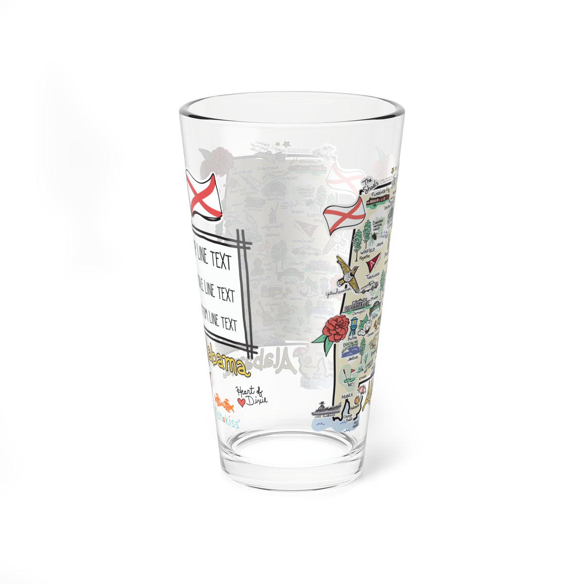 Alabama Map 16oz Glass