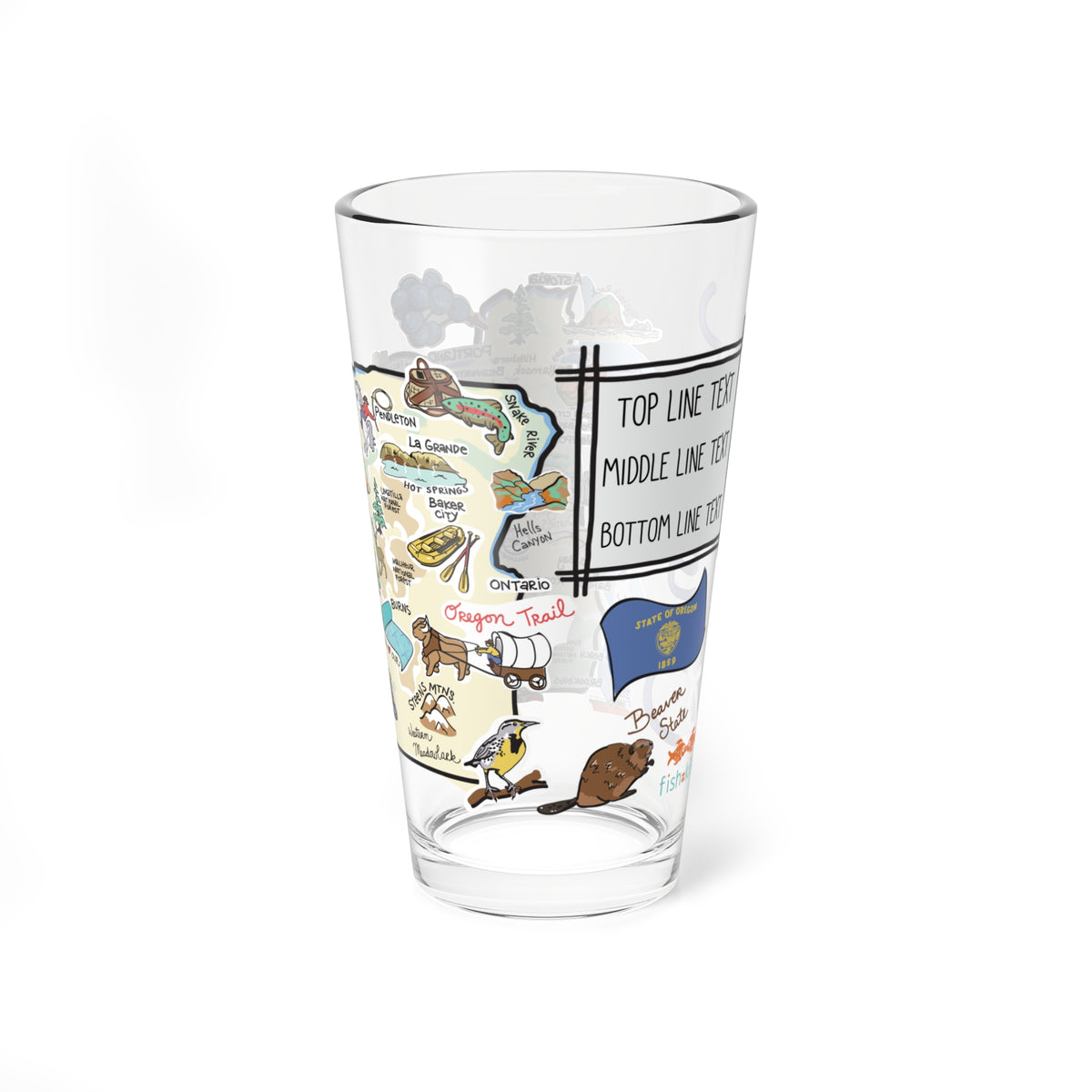 Oregon Map 16oz Glass