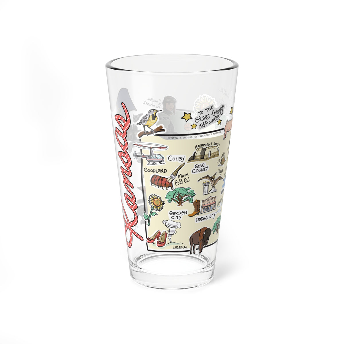 State Map 16 oz Glass