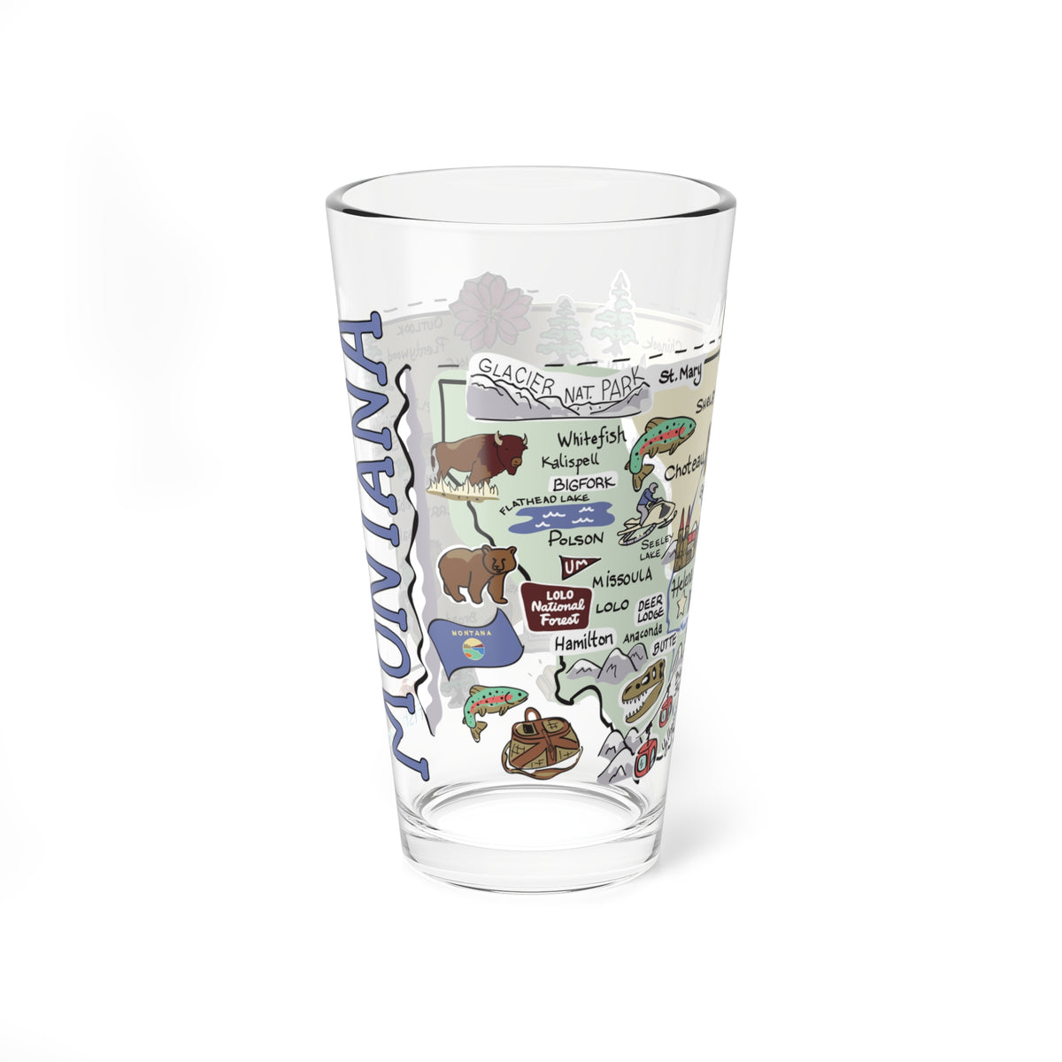 State Map 16 oz Glass