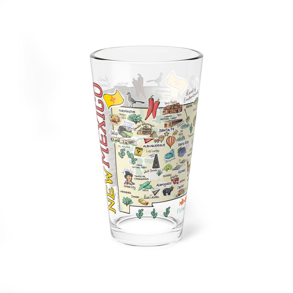 New Mexico Map 16oz Glass
