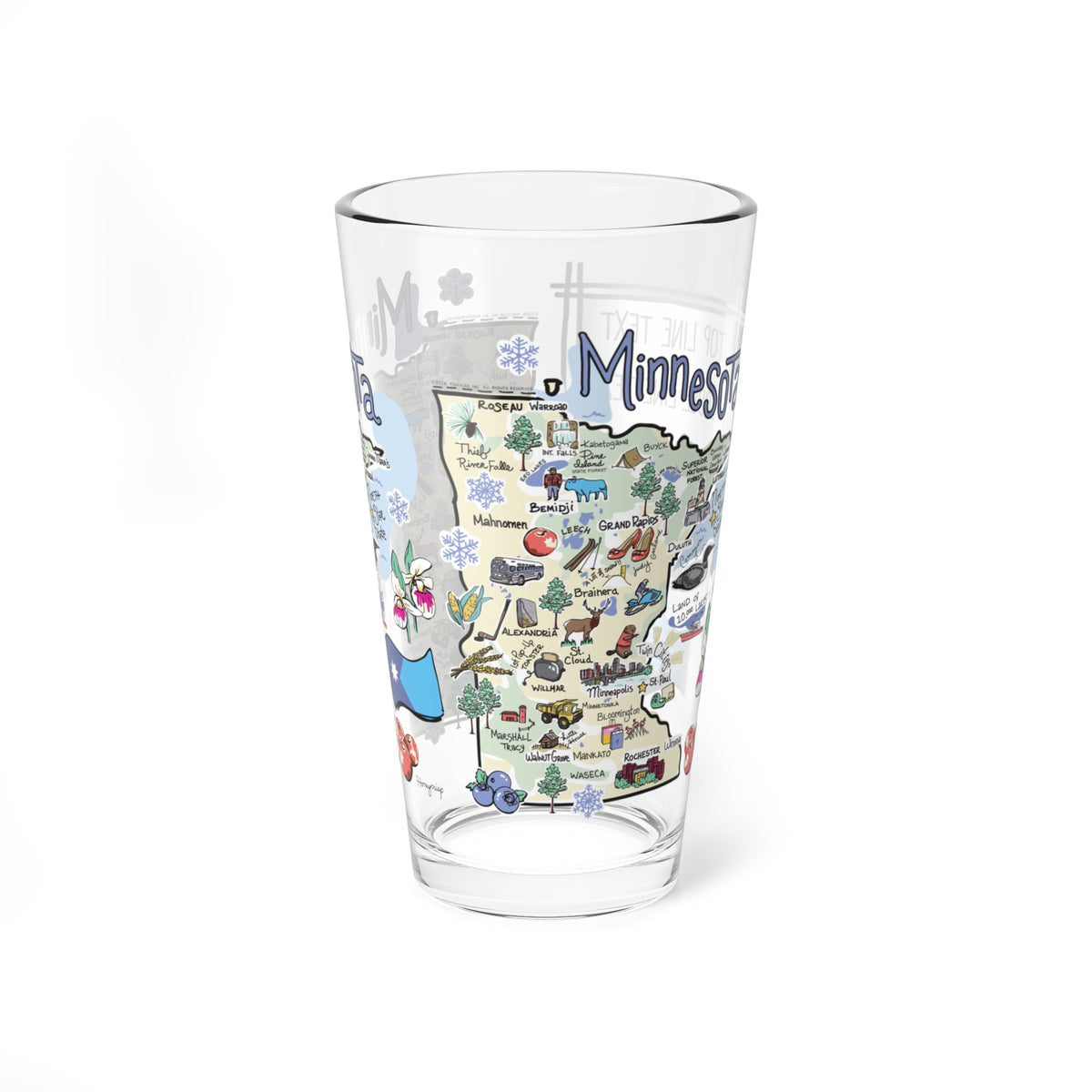 Minnesota Map 16oz Glass