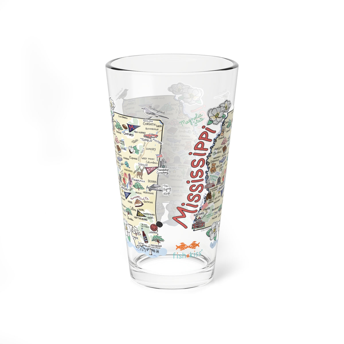 Mississippi Map 16oz Glass