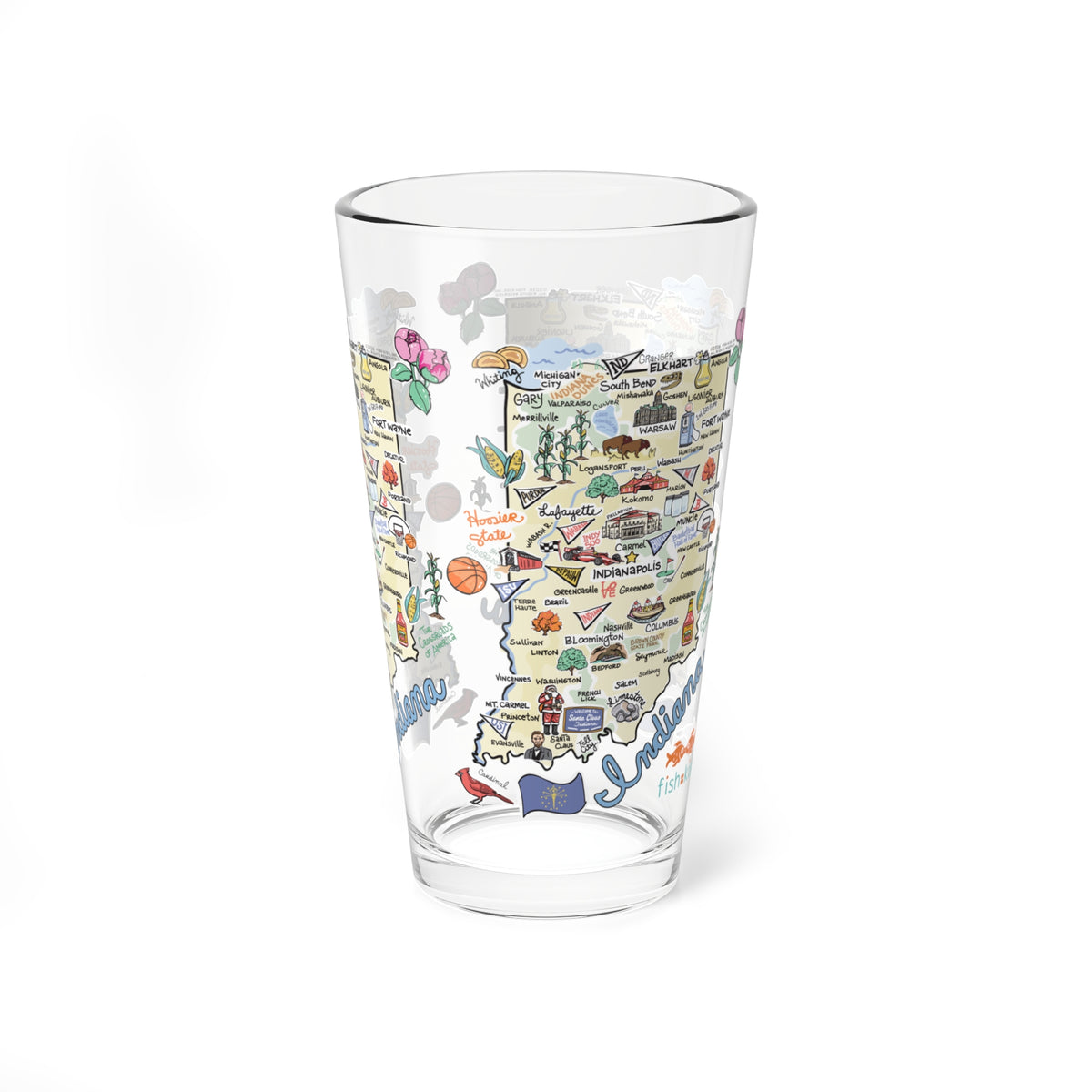 Indiana Map 16oz Glass