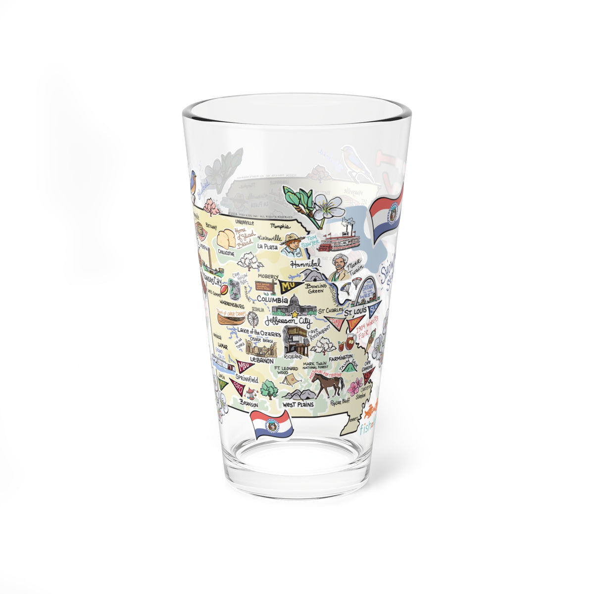Missouri Map 16oz Glass