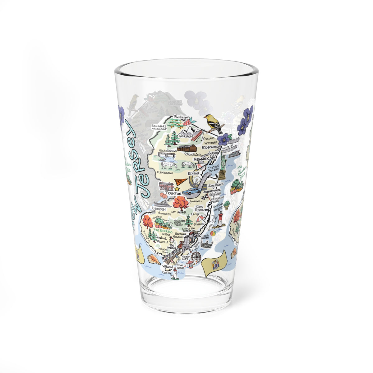 State Map 16 oz Glass