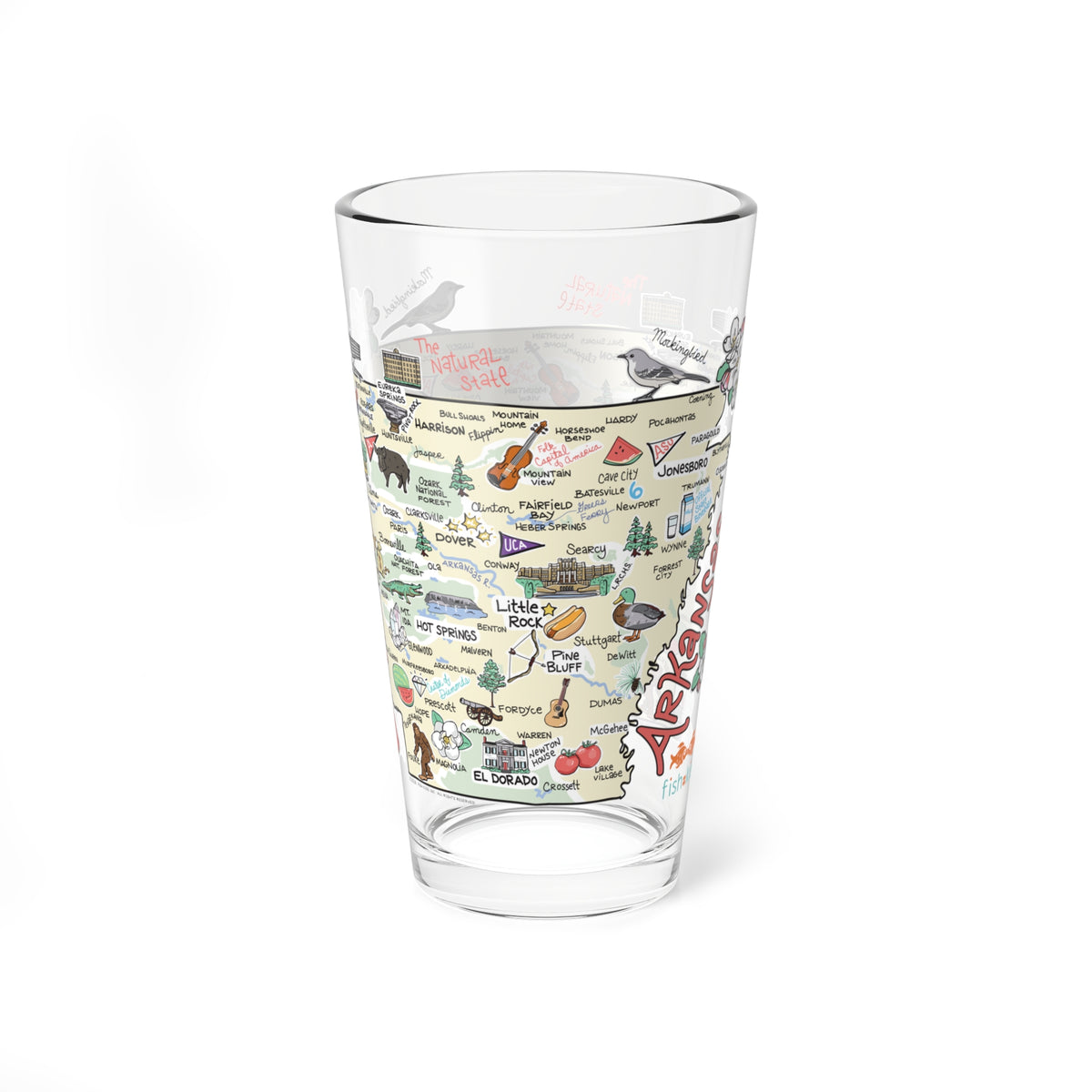 Arkansas Map 16 oz Glass
