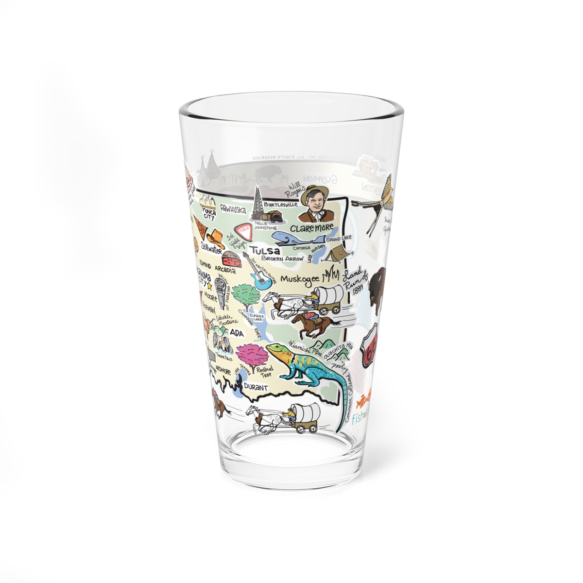 Oklahoma Map 16oz Glass