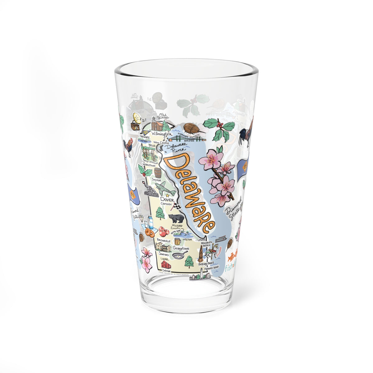 State Map 16 oz Glass