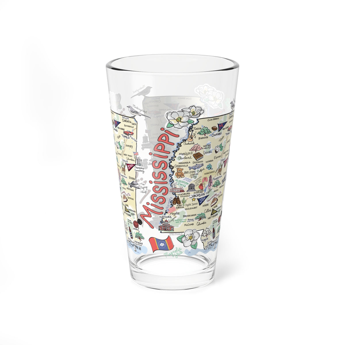 Mississippi Map 16oz Glass