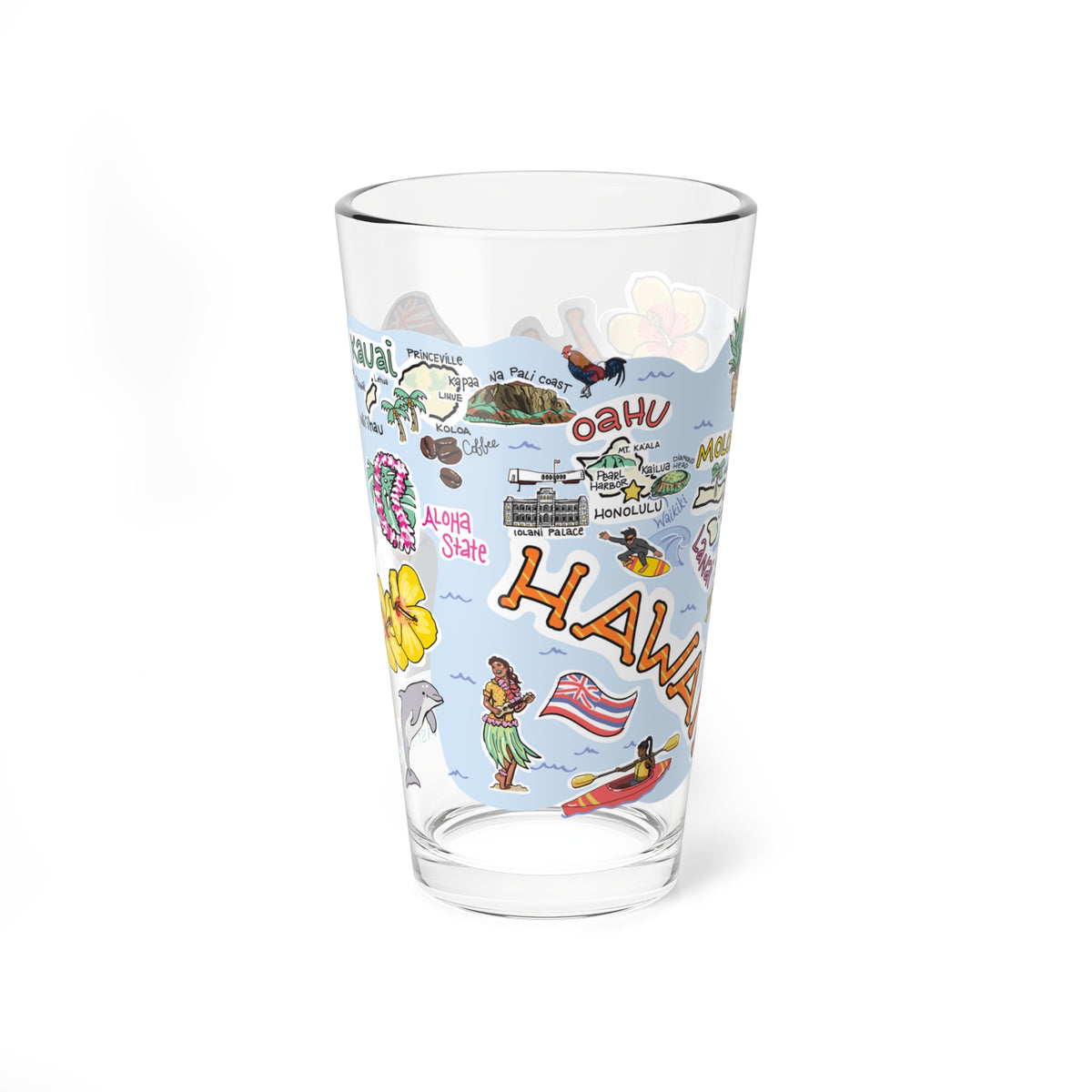 State Map 16 oz Glass