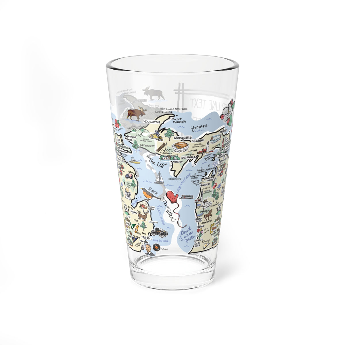 Michigan Map 16oz Glass