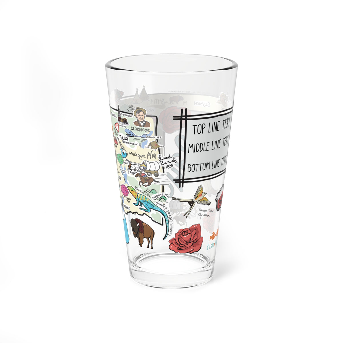 Oklahoma Map 16oz Glass