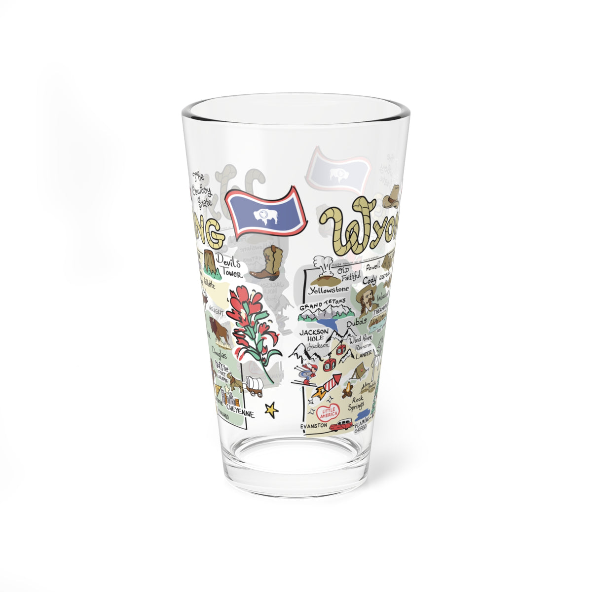 Wyoming Map 16oz Glass